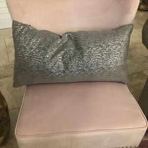 Metallic silver threaded lumbar pillow - gray and silver